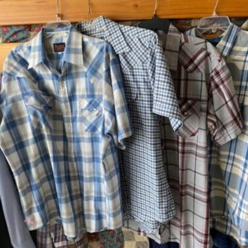 3 s/s WESTERN SHIRTS * Pearl Snaps * PLAINS- ELY CATTLEMAN- CORRAL WEST * XL